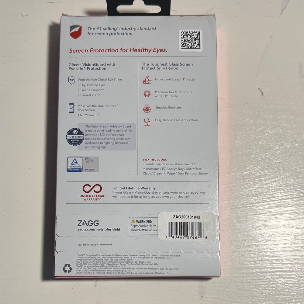 NIB Glass+ VisionGuard Screen Protector for iPhone X/Xs - Clear - Picture 3 of 3